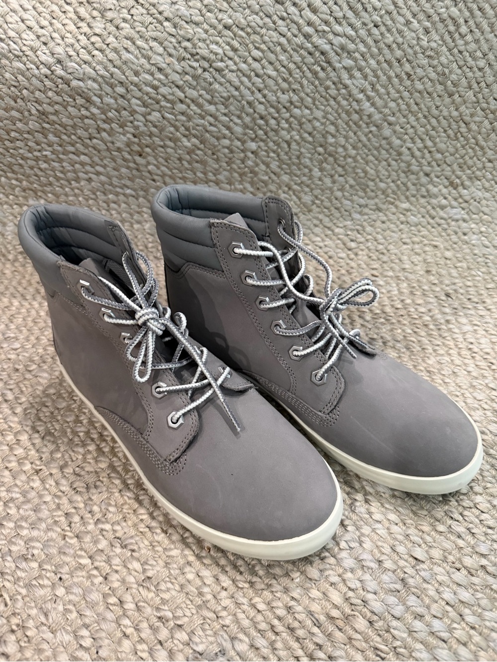 Timberland Gray Nubuck Lace-Up Ankle Boots
